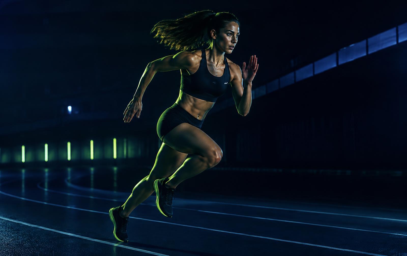 Athlete sprinting on a track
